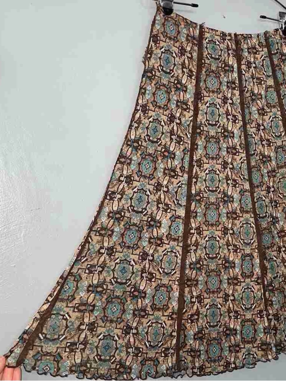 Brown Patterned A-Line Skirt - Picture 2 of 4